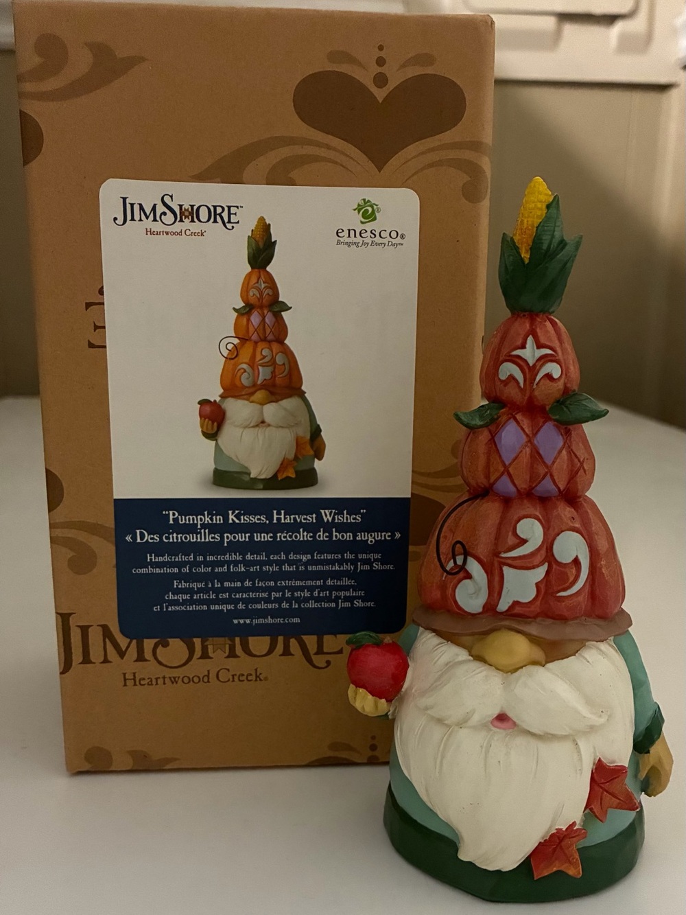 Jim Shore Heartwood Creek “Pumpkin Kisses, Harvest Wishes” Gnome Figurine NIB